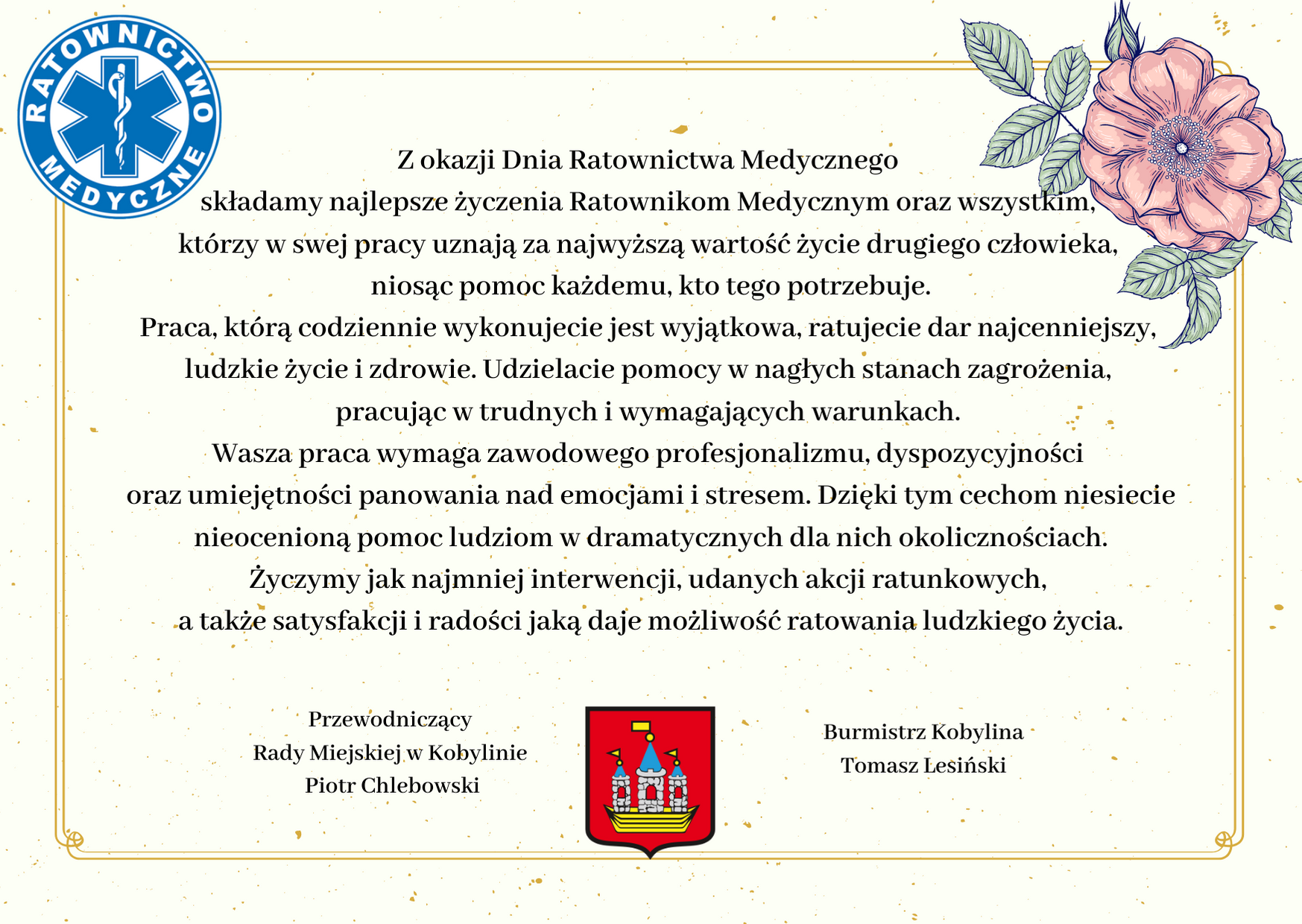życzenia dla Ratowników Medycznych jak w treści