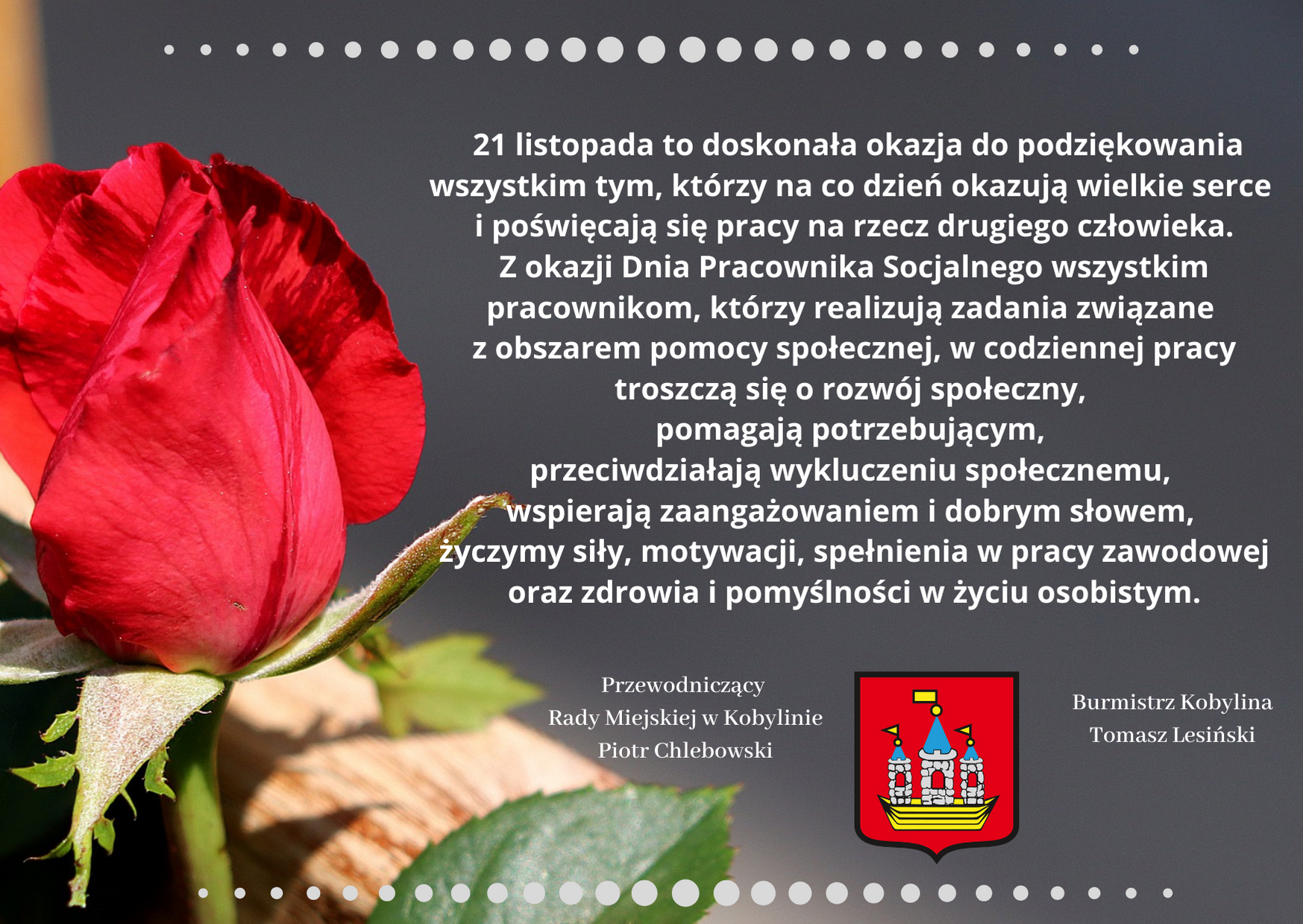 Życzenia z okazji Dnia Pracownika Socjalnego - jak w treści