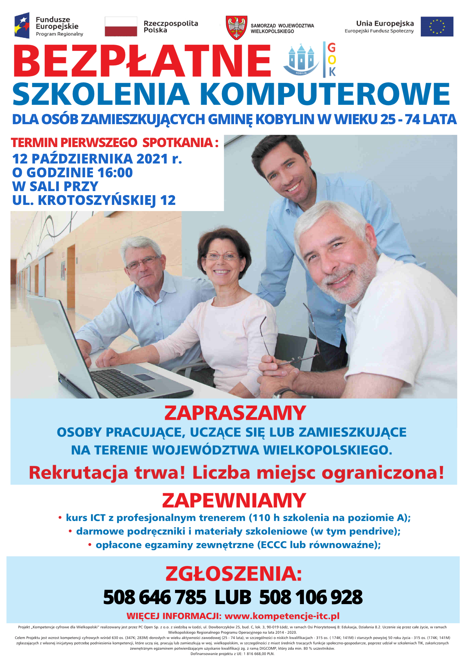 Plakat dotyczący szkolenia z informacją jak w treści.