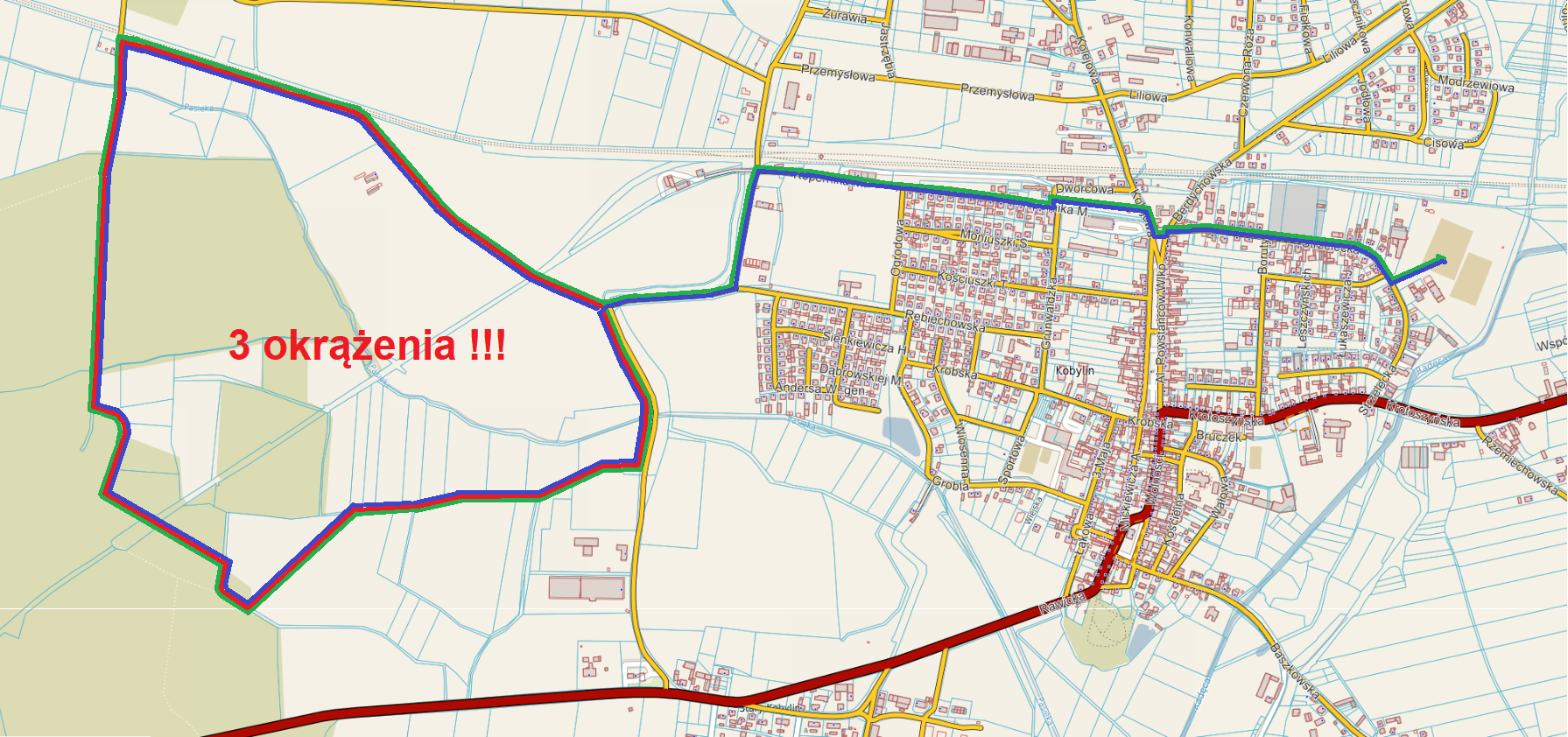 Mapa XXIX Biegu im. Marszałka Józefa Piłsudskiego.