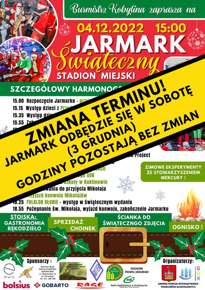 Plakat z informacją jak w treści