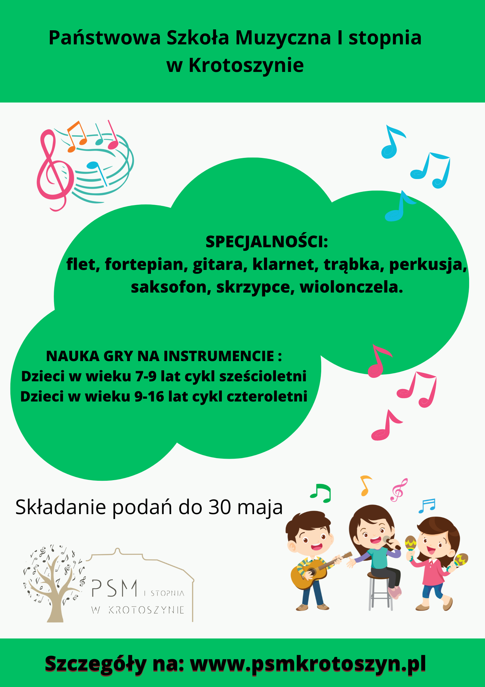Nabór do Państwowej Szkoły Muzycznej I stopnia w Krotoszynie