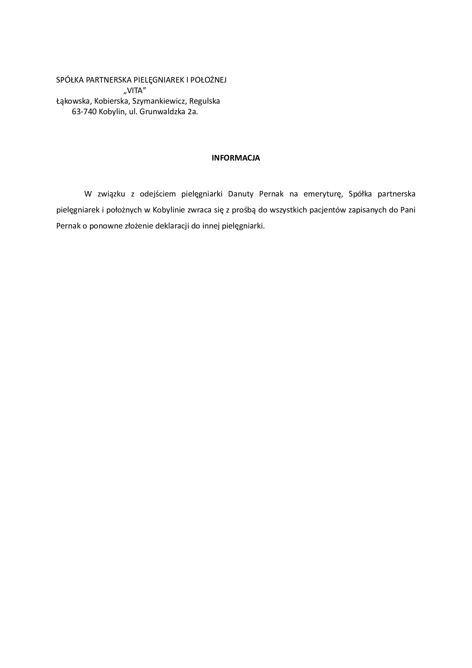 Informacja pielęgniarek środowiskowych i położnej
