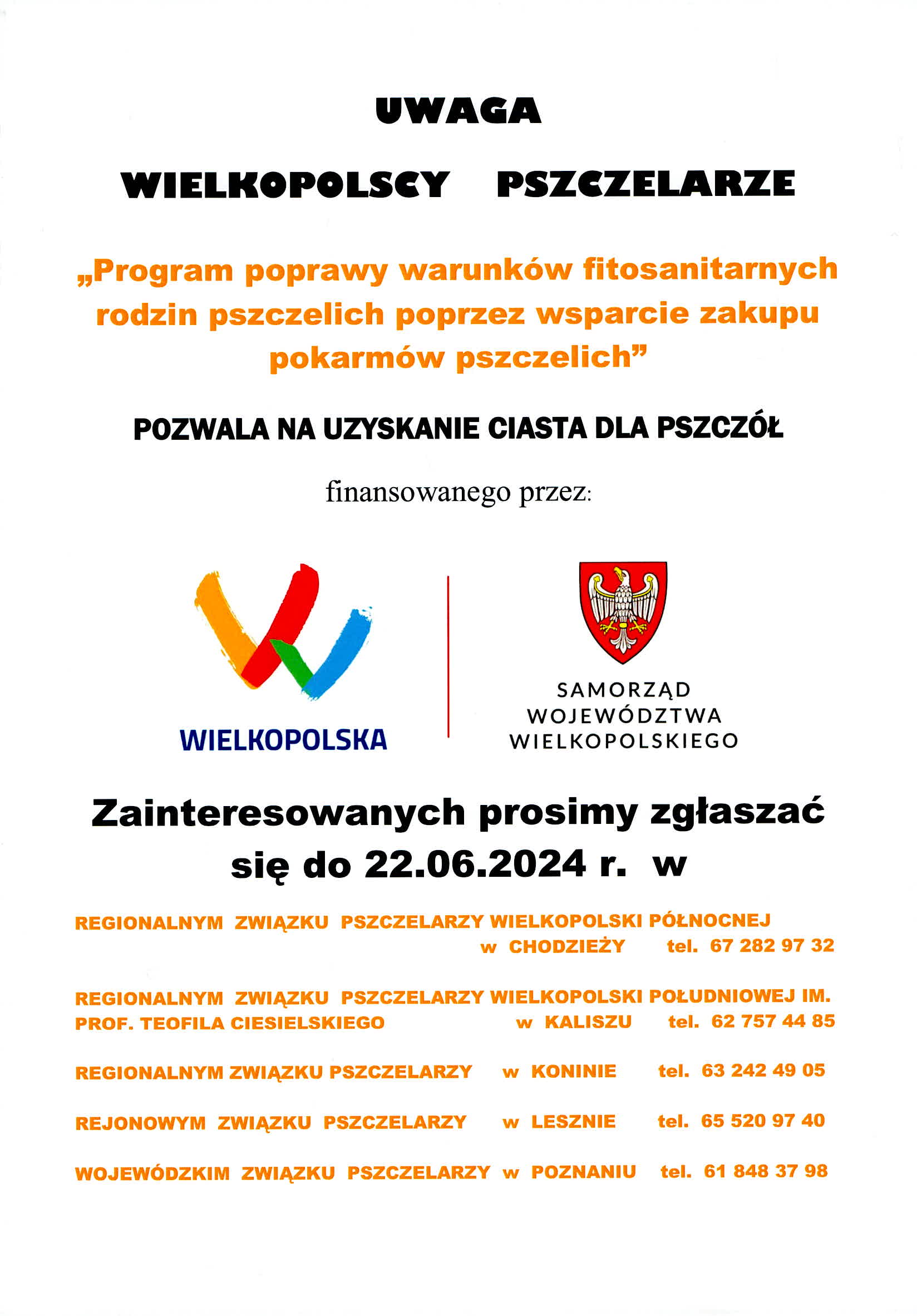 Plakat z informacją jak w treści