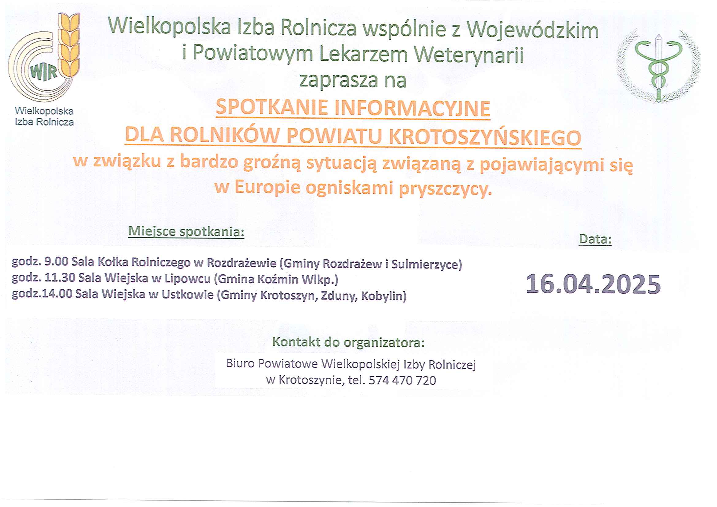 Plakat z informacją jak w treści